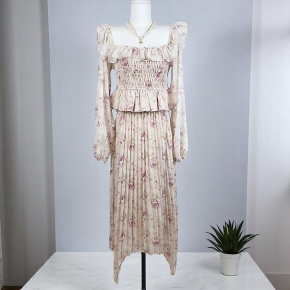 NWT En Saison Kika Blouse & Midi Skirt Set in Pink Floral - Picture 2 of 9